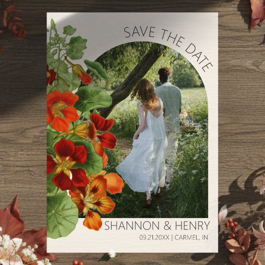 Invitation Rustic Fall Floral Modern Wedding Save the Date