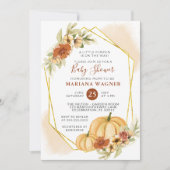 Invitation Rustic Fall Floral Petit Baby shower Citrouille (Devant)