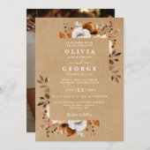 Invitation Rustic Fall Floral Photo Mariage (Devant / Derrière)