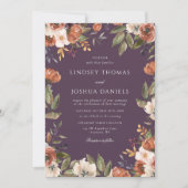 Invitation Rustic Fall Floral Purple Wedding (Devant)