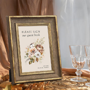 Invitation Rustic Fall Floral S'il vous plaît signer notre ca