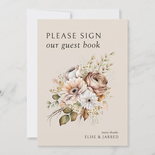 Invitation Rustic Fall Floral S'il vous plaît signer notre ca (Devant)