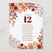 Invitation Rustic Fall Floral Tableau Numéro de siège Graphiq (Devant / Derrière)