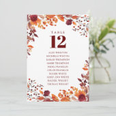 Invitation Rustic Fall Floral Tableau Numéro de siège Graphiq (Debout devant)