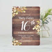 Invitation Rustic Fall Florals Gold Dots Sweet 16th Birthday (Debout devant)