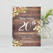Invitation Rustic Fall Florals Gold Foil Dots 20e anniversair (Debout devant)