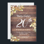 Invitation Rustic Fall Florals Gold Foil Dots 20e anniversair<br><div class="desc">Ce design présente de jolies branches peintes et des feuilles aux couleurs d'automne avec des points de feuille d'or imitation sur un arrière - plan en bois rustique. Cliquez sur le bouton personnaliser pour plus de flexibilité dans la modification du texte ou le déplacement des graphiques! Des variantes de cette...</div>