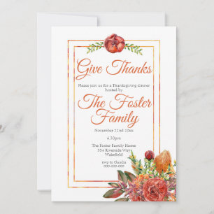 Invitation Rustic Fall Foliing Thanksgiving Dîner
