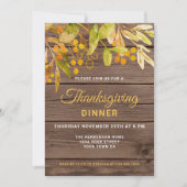 Invitation Rustic Fall Folin Grange Wood Thanksgiving Dîner (Devant)