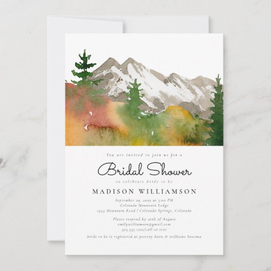 Invitation Rustic Fall Forest Mountain Boho Fête des mariées (Devant)
