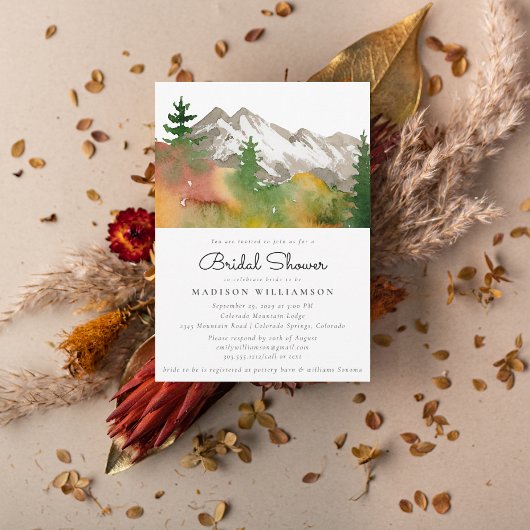Invitation Rustic Fall Forest Mountain Boho Fête des mariées