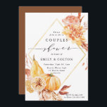 Invitation Rustic Fall Gold Floral Citrouille Couples Douche<br><div class="desc">Cette invitation à la douche en couple comprend des fleurs rustiques aquarelles et des citrouilles en orange brûlé,  or,  terre cuite,  bordeaux,  broussailleux avec l'herbe pampa beige et marron. Pour une personnalisation plus avancée de cette conception,  cliquez sur le lien "customiser plus loin". Des articles correspondants sont également disponibles.</div>