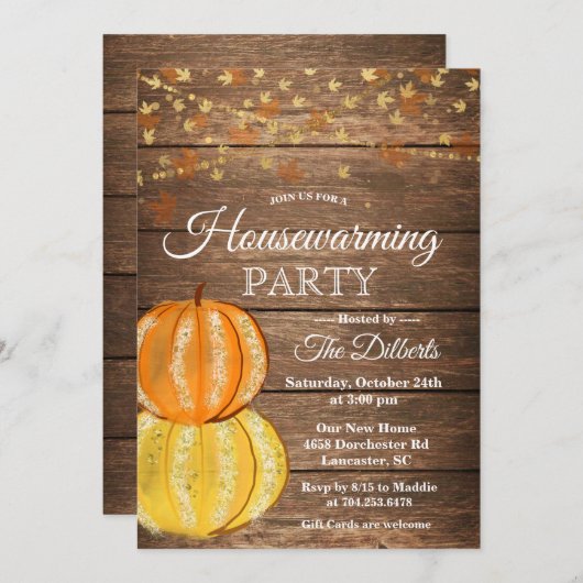 Invitation Rustic Fall Houseéchauffement (Devant / Derrière)