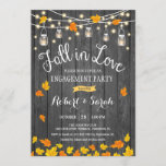 Invitation Rustic Fall In Love<br><div class="desc">Rustic Fall In love Engagement Party Invitation avec motif en bois gris et feux de fées à cordes. Caractéristiques Mason Jars et automne feuilles d'automne. Parfait pour une fête de style rustique.
S'il vous plaît,  envoyez-moi un message si vous avez besoin d'une personnalisation plus poussée.</div>