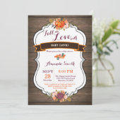 Invitation Rustic Fall in Love Citrouille Baby shower Invitat (Debout devant)