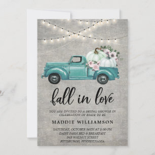 Invitation Rustic Fall in Love Citrouille Floral Fête des mar
