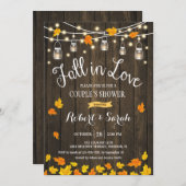 Invitation Rustic Fall In Love Couple's Shower (Devant / Derrière)