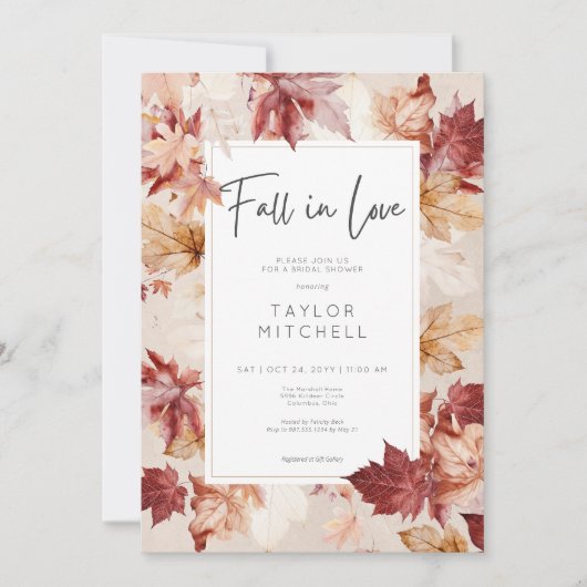 Invitation Rustic Fall In Love Fall Fête des mariées (Devant)