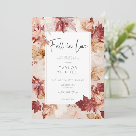 Invitation Rustic Fall In Love Fall Fête des mariées (Debout devant)