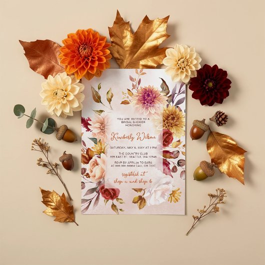 Invitation Rustic Fall in Love Fall Floral Bridal Shower 