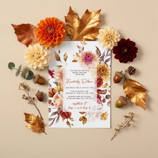 Invitation Rustic Fall in Love Fall Floral Bridal Shower