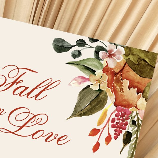Invitation Rustic Fall in Love Floral Mariage Photo Code QR