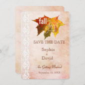 Invitation Rustic Fall in Love Lace Wedding SAVE THE DATE (Devant / Derrière)