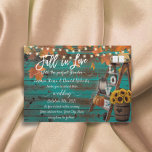 Invitation Rustic Fall in Love Perfect Blender Turquoise Mari<br><div class="desc">Rustic Fall in Love Parfait Blender Turquoise Grange Bois d'automne Invitations de mariage.</div>