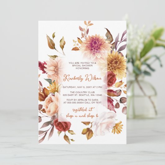 Invitation Rustic Fall in Love Pumpkins Fall Bridal Shower (Debout devant)