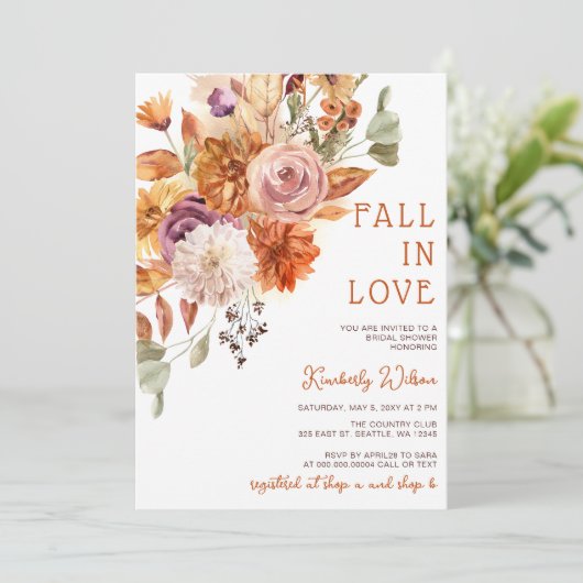 Invitation Rustic Fall in Love Pumpkins Fall Bridal Shower (Debout devant)