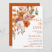 Invitation Rustic Fall in Love Pumpkins Fall Bridal Shower (Devant / Derrière)