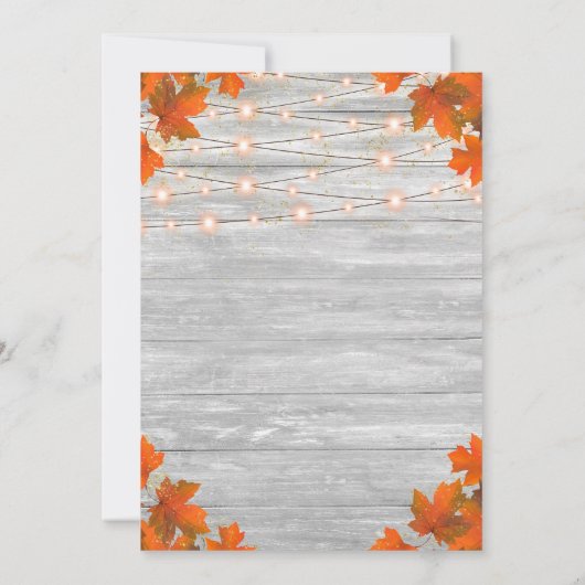 Invitation Rustic Fall In Love String Lumières Fête des marié (Dos)