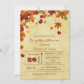 Invitation Rustic Fall Leaves Fête des mariées (Devant)