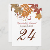 Invitation Rustic Fall Leaves Mariage Monogramme Numéro de ta (Devant / Derrière)