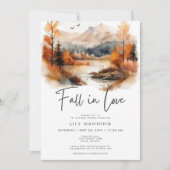 Invitation Rustic Fall Mountain Chute dans la Fête des mariée (Devant)