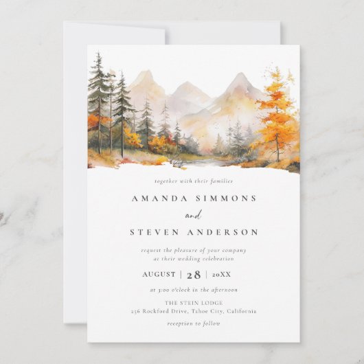 Invitation Rustic Fall Mountain Pine Forest Mariage photo (Devant)
