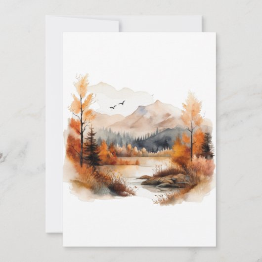 Invitation Rustic Fall Mountain Watercolor Brunch nuptial (Dos)
