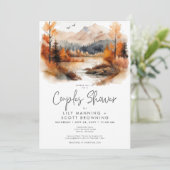 Invitation Rustic Fall Mountain Watercolor Couples Douche (Debout devant)