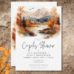 Invitation Rustic Fall Mountain Watercolor Couples Douche<br><div class="desc">Echappez-vous à une retraite de montagne d'automne sereine avec votre mariage couple douche invitation brunch. Ce design exquis présente un tableau d'aquarelle époustouflant d'une montagne majestueuse, entourée d'arbres ornés de feuillage d'automne, leur beauté flanquant les eaux sereines. Les tons naturels doux de bronze, brun, rouille, or et gris créent une...</div>
