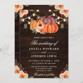 Invitation Rustic Fall Orange Citrouille Floral Mariage (Devant / Derrière)