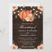 Invitation Rustic Fall Orange Citrouille Floral Mariage (Devant)