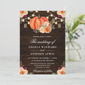 Invitation Rustic Fall Orange Citrouille Floral Mariage (Debout devant)