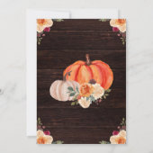 Invitation Rustic Fall Orange Citrouille Floral Mariage (Dos)