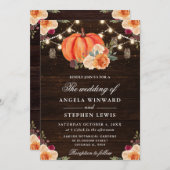Invitation Rustic Fall Orange Citrouille Floral Mariage (Devant / Derrière)