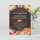 Invitation Rustic Fall Orange Citrouille Floral Mariage (Debout devant)