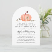 Invitation Rustic Fall Petit Baby shower Citrouille (Debout devant)