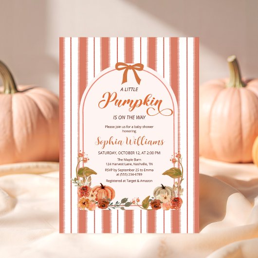 Invitation Rustic Fall Petit Citrouille Baby shower fille