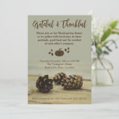 Invitation Rustic Fall Pinecones On Wood Pumpkin Thanksgiving (Debout devant)