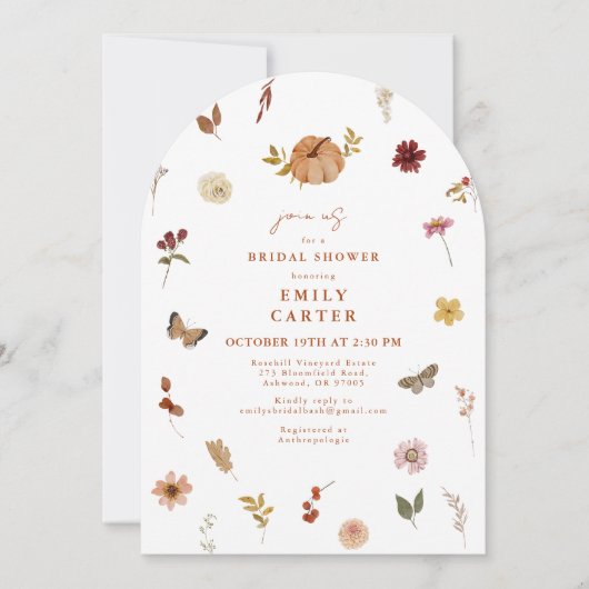 Invitation Rustic Fall Pumpkin Bridal Shower Arch (Devant)