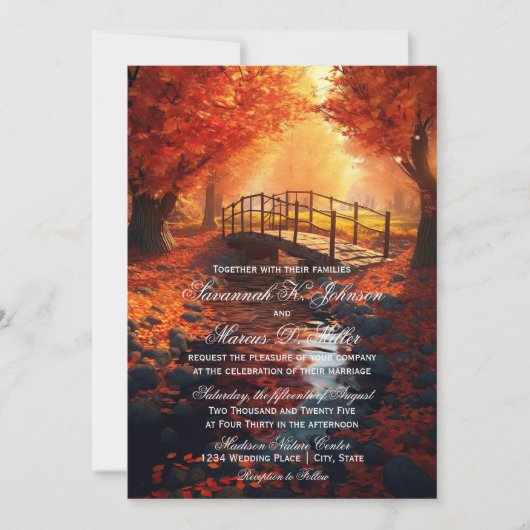 Invitation Rustic Fall quitte Automne Mariage Nature (Devant)